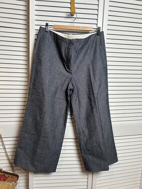 J. Crew Collection Cotton Blue gray Wide-Leg Denim Trousers size 12